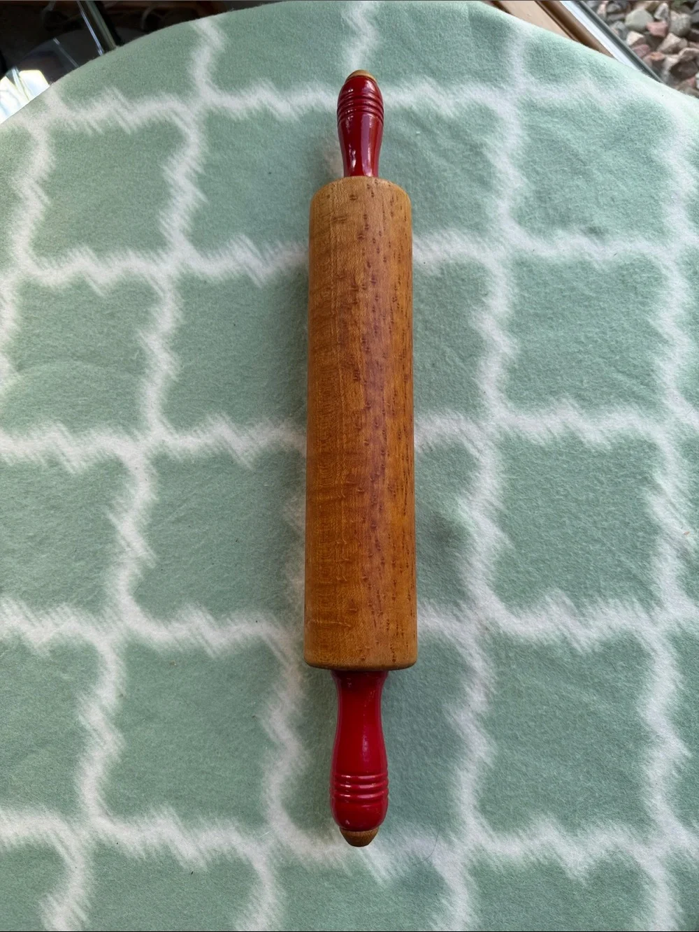 Vintage Munising Red Handle Hard Maple Wooden Rolling Pin - Excellent Condition - Picture 1 of 10